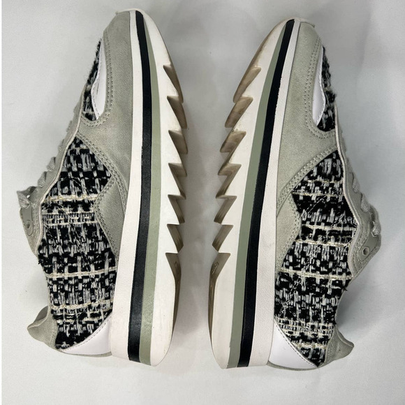 ZARA Chunky Sole Tweed Platform Retro Vegan Leather Sneakers Size 38/ US 7.5 - Picture 6 of 9